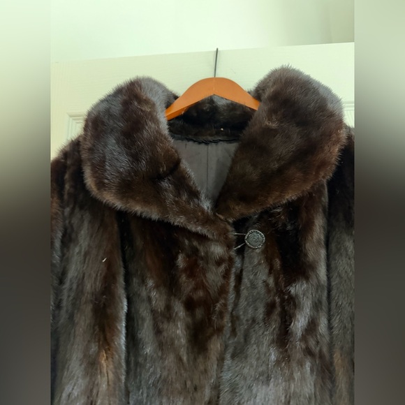Elegant Brown Real Mink Fur Coat - Picture 5 of 7